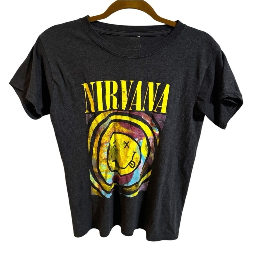 Nirvana Charcoal Gray and Multicolor Graphic Tee
